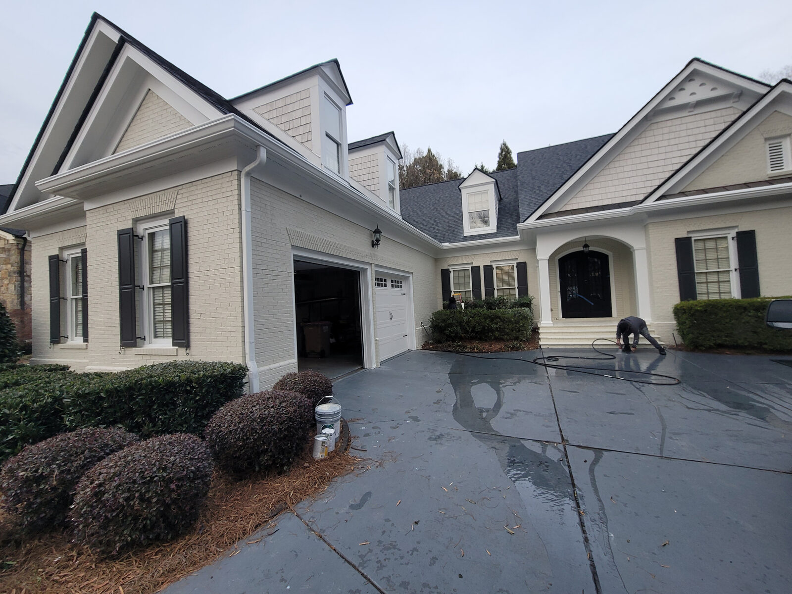 Brick exterior repaint — after painting